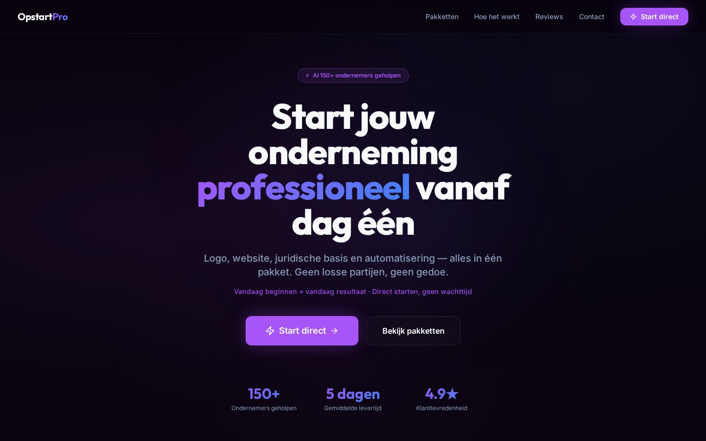 OpstartPRO.nl website